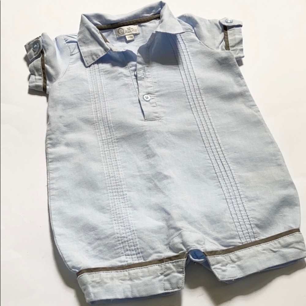 Quiltex Infant Romper Chambray Blue One-Piece - Picture 2 of 7